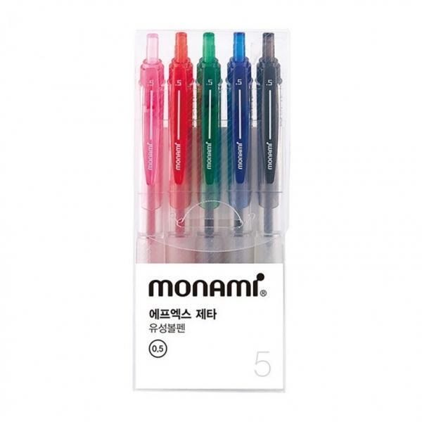 모나미 에프엑스제타유성볼펜 0.5mm 5색세트 노크식 달칵 필기구