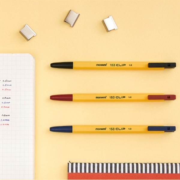 모나미 153클립 볼펜 1.0mm 필기감 단색 클립보관