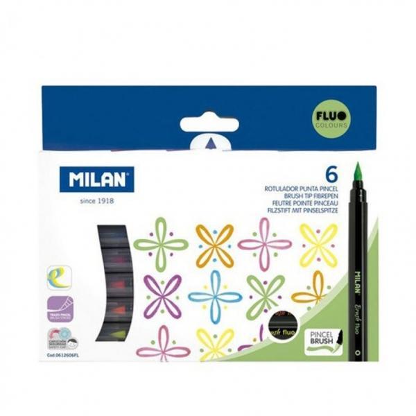 밀란 브러쉬 펜 플루오 6색 세트 붓펜 컬러