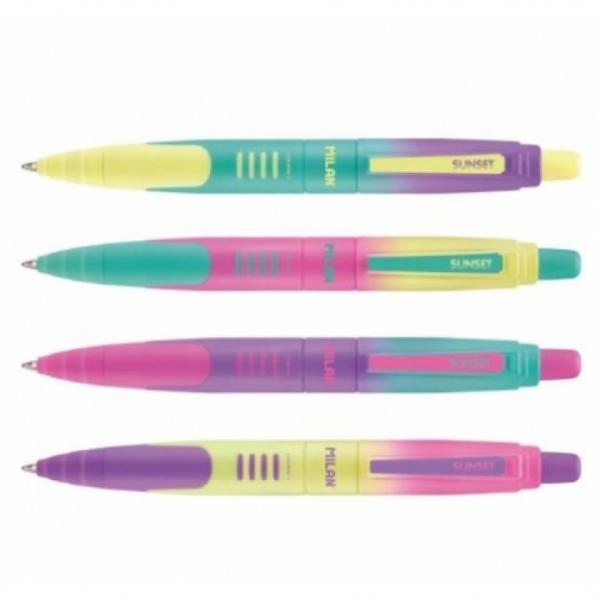 밀란 컴팩트 선셋 볼펜 1.0mm 랜덤 필기구 레인보우
