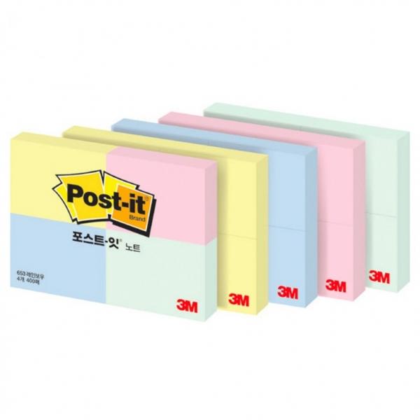 3M 포스트잇 653-4 4패드 51mmX38mm