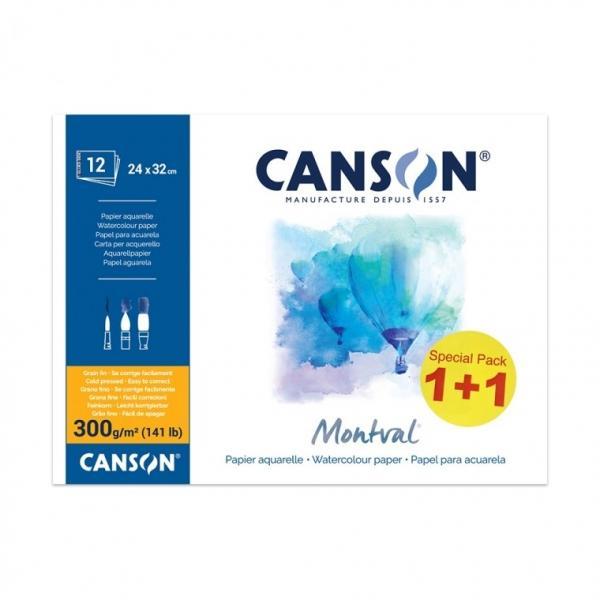 캔손 몽발 수채화패드 1면 제본 300g 1+1 24x32cm