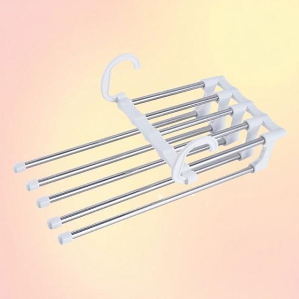 좁은옷장 접이식 바지걸이 수평 수직 조절 5단 옷걸이