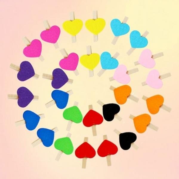 하트 나무집게 50개 사진 가랜드 걸이 폴라로이드