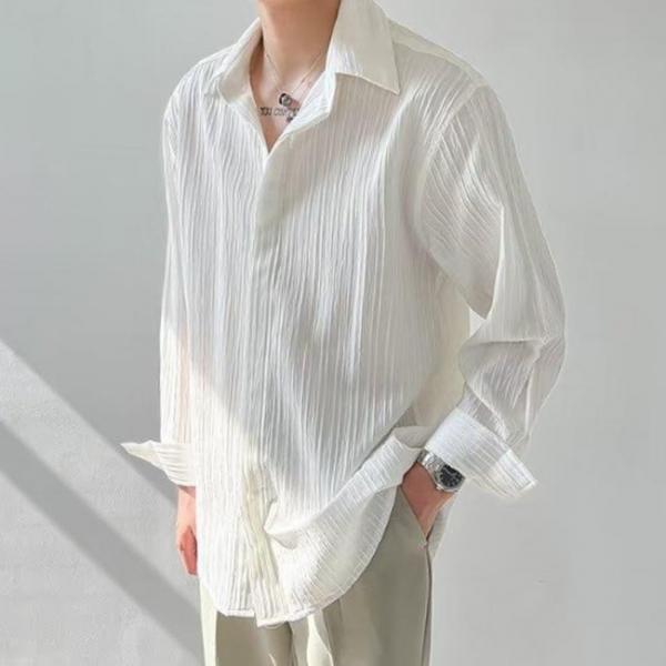 남성 2컬러 가을 세로 패턴 긴팔 셔츠  DHH-C45