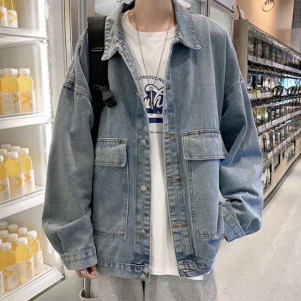 남성 데님 캐주얼 루즈핏 포켓 청자켓 DHH-C42