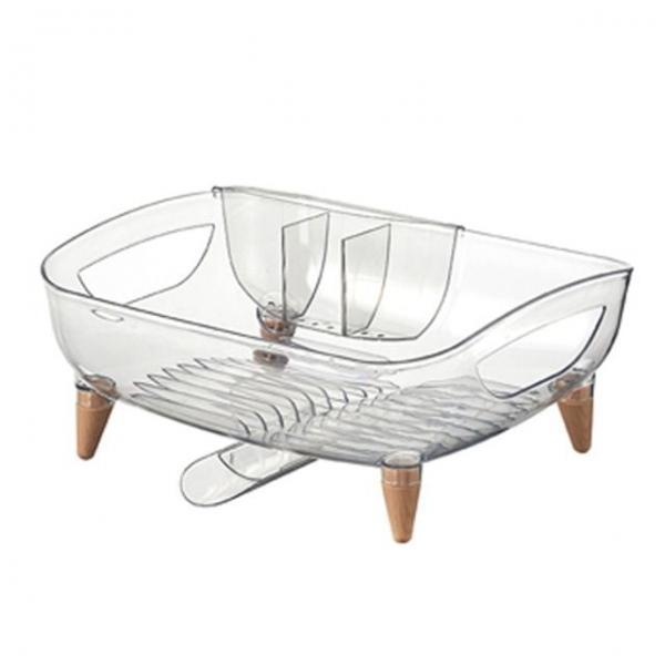 물빠짐 주방 싱크대 정리대 트레이 깔끔 인테리어 그릇 컵 식기 건조대 우드투명블랙