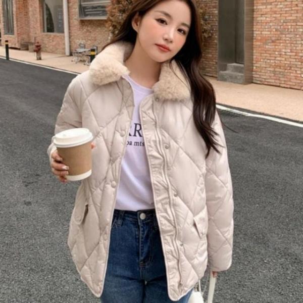 누빔패딩 털 경량 퀼팅 3컬러 카라넥 패딩자켓 다이아 여성 자켓 패딩 여자 퀼팅