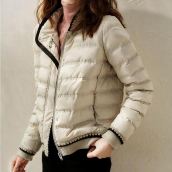 자켓 여자 패딩 숏 아우터 패딩 경량 배색 외투 여성 숏 자켓 경량 점퍼 패딩 여성 여자