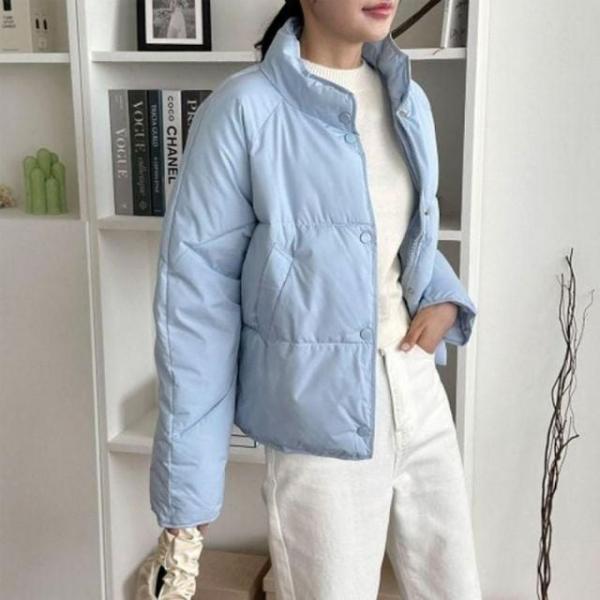 스테디 걸스터틀넥 숏기장 웰론 패딩 숏 여성 하이넥 여자