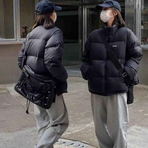 기본숏패딩 여자 무지 검정색 무난한 디자인 점퍼 점퍼 무지 바람막이 여성 자켓 블랙 여자 패딩 검정