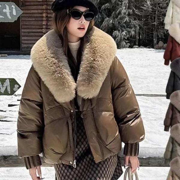 퍼 점퍼 가볍고 베이직한 여성 패션 아우터 넥 여성 퍼패딩 겨울 아우터 퍼점퍼