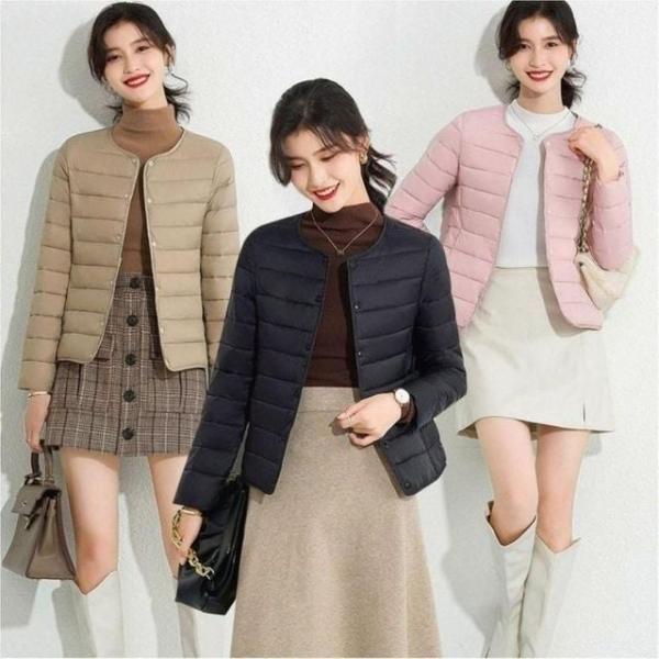 여자 겨울 경량패딩 자켓 라운드넥 겨울 이너 아우터 이너 패딩 겨울 여성 경량