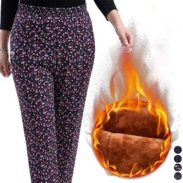 겨울 기모 방한 여성 융 팬츠 바지 꽃무늬 기모바지 여성 여자 방한바지 패딩바지