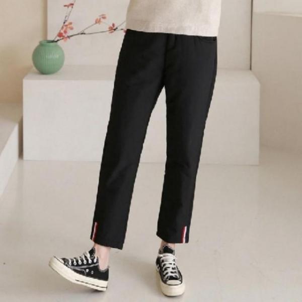 겨울 여성 패딩바지 일자핏 기모 골프 팬츠 솜바지 일자핏 겨울 따뜻한 기모 패딩 바지 여성