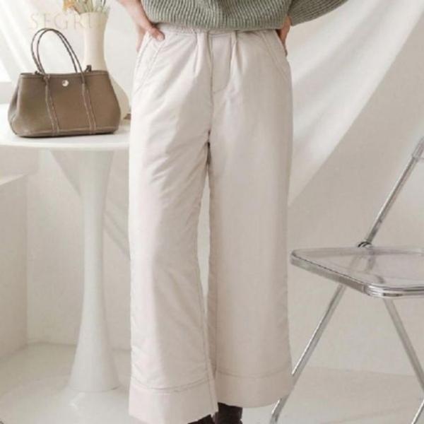 여성 와이드 겨울 패딩 팬츠 누빔 여자 밴딩 바지 팬츠 복 패딩 여성 바지 누빔 조거 겨울 골프