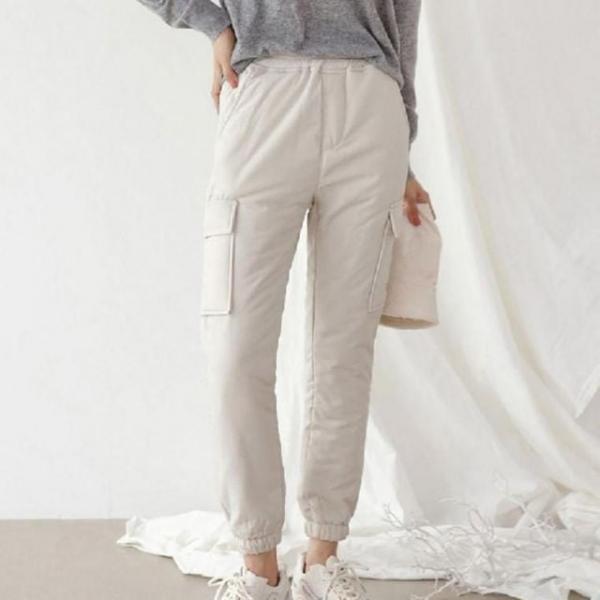 겨울 여성 패딩 카고 조거 팬츠 여자 방한 밴딩 바지 조거 바지 패딩 겨울 골프 여성 팬츠 복 누빔