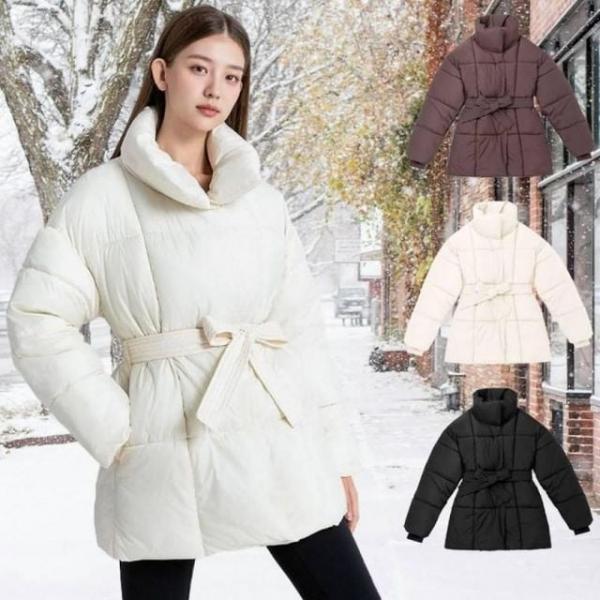 패딩 두툼한 허리라인 슬림 따뜻한 겨울 스타일 허리끈패딩 여성 스타일리쉬패딩 패션패딩 잘록허리패딩 점