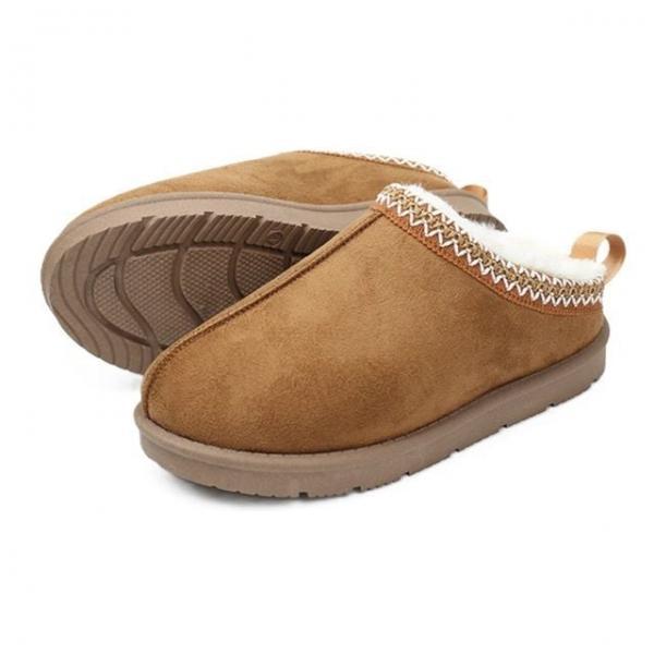 전체 털 안감 스웨이드 뮬 블로퍼-브라운 따뜻한 겨울 방한 털 로퍼 남녀공용