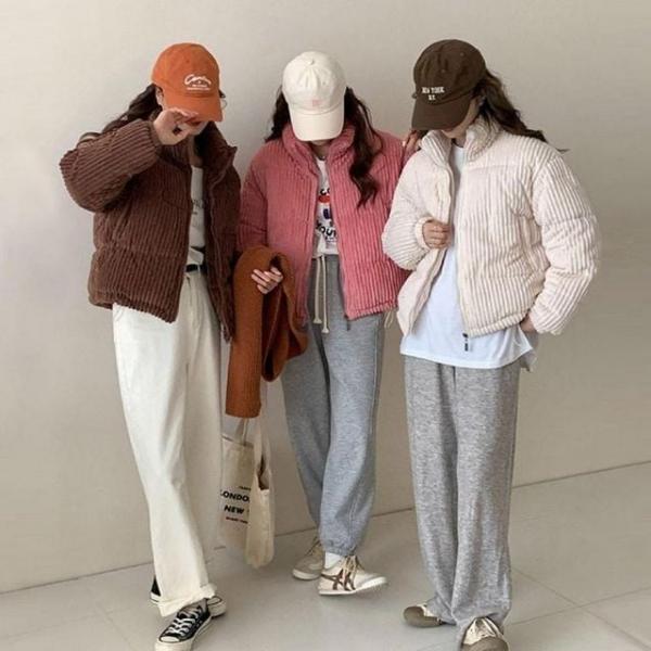 코듀로이 여자 골덴점퍼 하이넥 숏패딩점퍼 부드러운 여자 점퍼 숏 잠바 여성 자켓 경량 패딩 겨울