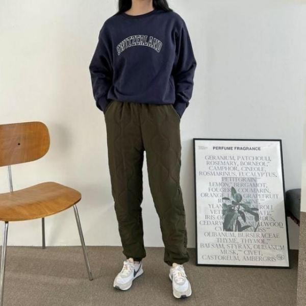 패딩퀼트 코타레이디 조거 패딩바지 데일리룩 방한바지 패딩바지 여성 기모바지 여자