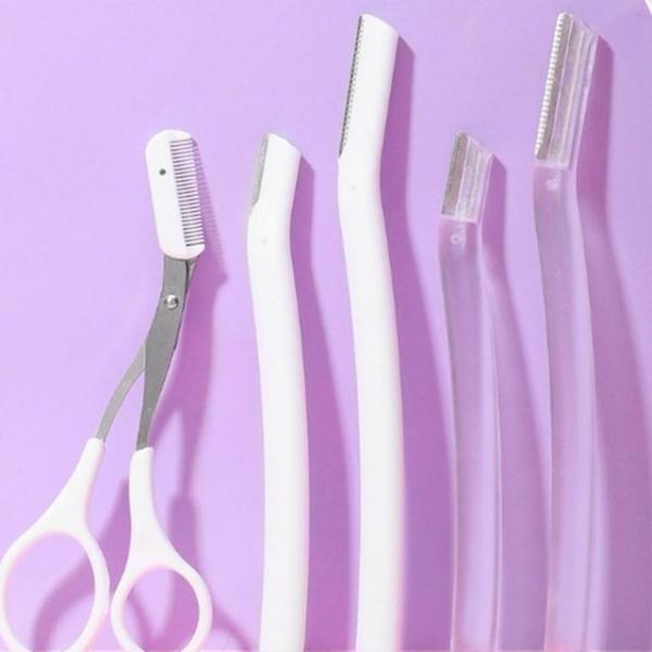 눈썹정리 여자 얼굴 면도 잔털제거 눈썹관리도구 세트 면도날 정리 칼 눈썹 빗 가위 숱 세트 트위저