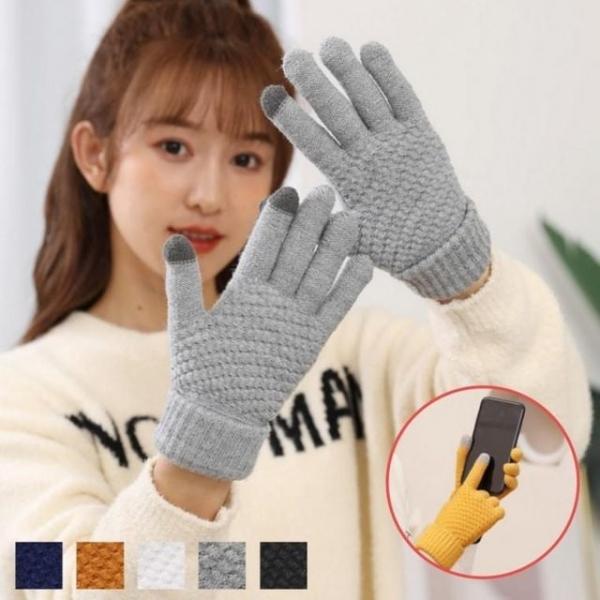 스마트폰 터치 니트장갑 와플 골지 기모 겨울장갑 손가락장갑 남녀공용장갑 니트장갑 겨울 커플장갑 여성장