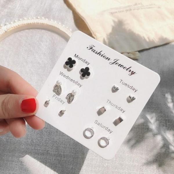 귀걸이 6종세트 악세사리 진주귀걸이 하트귀걸이 드롭귀걸이 미니귀걸이 하트귀걸이 데일리귀걸이 스터드귀