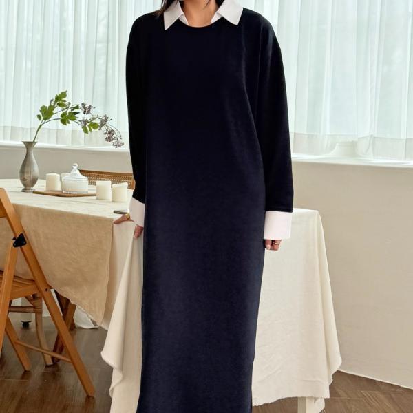 라렌 블랙 여성 빅사이즈 셔츠 롱 원피스 임부복 임산부 정장 77사이즈 88사이즈 셔츠형 하객 정장 (#복사)