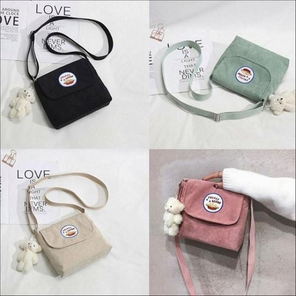 코듀로이 미니 크로스백 골덴 패치 여성 데일리 가방