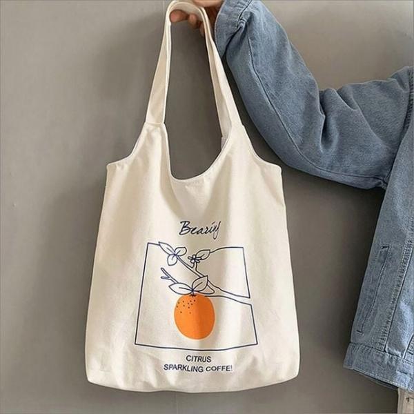 캔버스 숄더백 마그네틱 잠금 학생 프린팅 데일리 가방 에코백