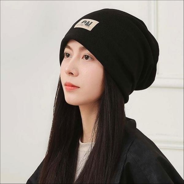 여성 골지 비니 패치 기모안감 겨울모자 캐주얼