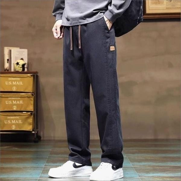 남성 허리밴딩 일자핏 바지 편한 캐주얼 패치 포인트 팬츠