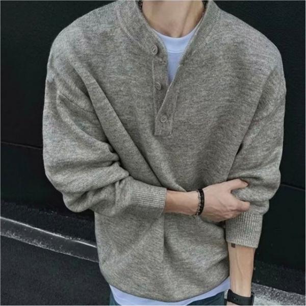 남성 헨리넥 니트 훈남 스웨터 캐주얼 긴팔 상의 2컬러