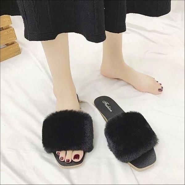 퍼안감 겨울 여성 털슬리퍼 사무실 실내 실외 퍼 뮬