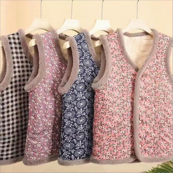 겨울 누빔조끼 촌캉스 할머니 쪼끼 소프트 꽃무늬 여성 방한