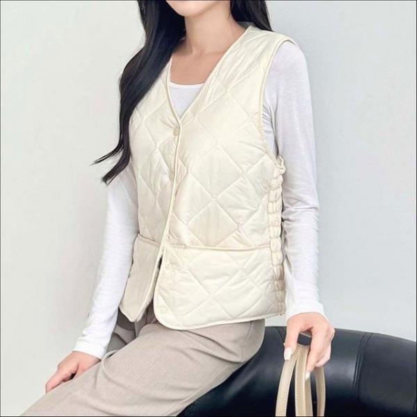 여성 페이크 밍크안감 패딩조끼 이너 레이어드 방한 베스트