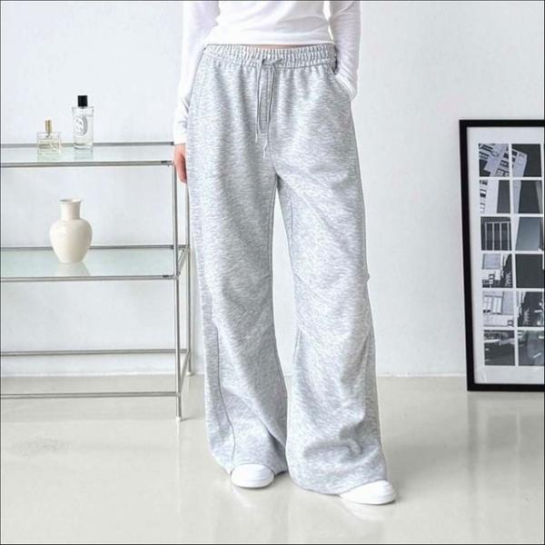 여성 추리닝 바지 밴딩 무릎 셔링 와이드핏 트레이닝 팬츠 3색