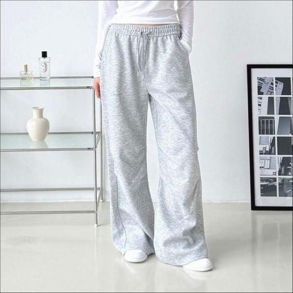 여성 추리닝 바지 밴딩 무릎 셔링 와이드핏 트레이닝 팬츠 3색
