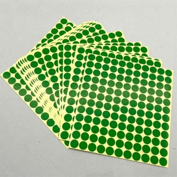 원형 도트 스티커 녹색 15매 13mm 칭찬 불량