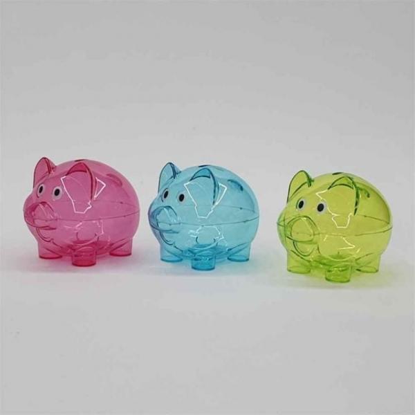 투명 컬러 돼지저금통 동전통 투명돼지저금통