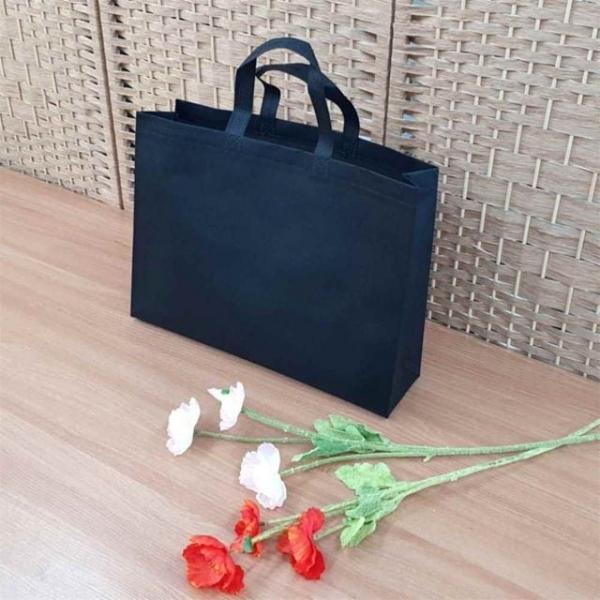 부직포 세로쇼핑백 가방 블랙 대 리유저블 장바구니