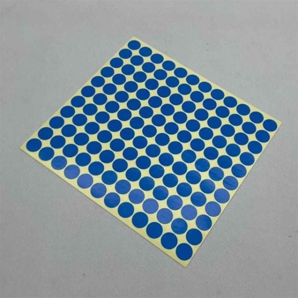 원형 도트 스티커 파랑 15매 13mm 불량 칭찬