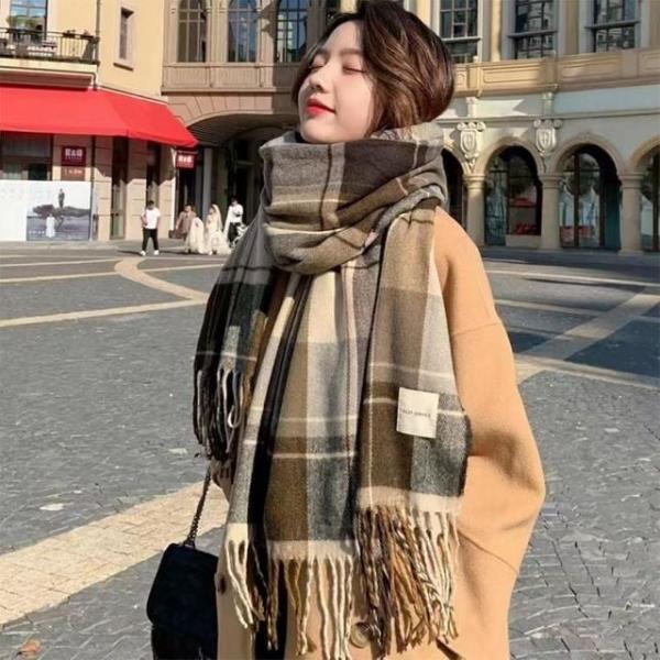 체커드 데일리 머플러 겨울 목도리