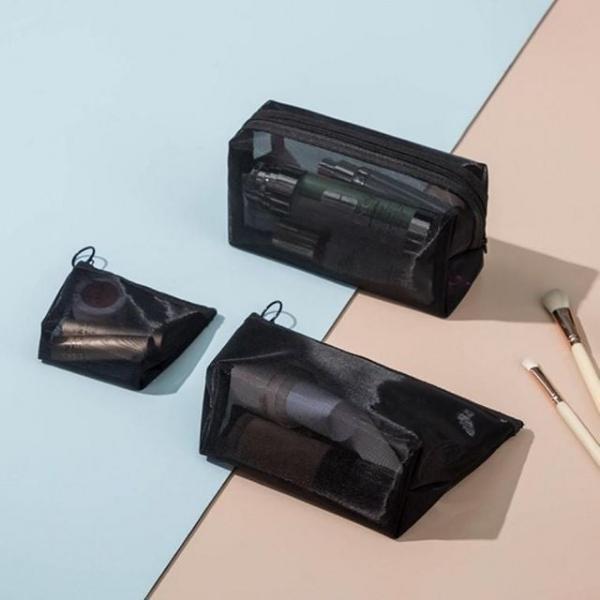 매쉬 블랙 파우치 가방 목욕가방 여행용 파우치