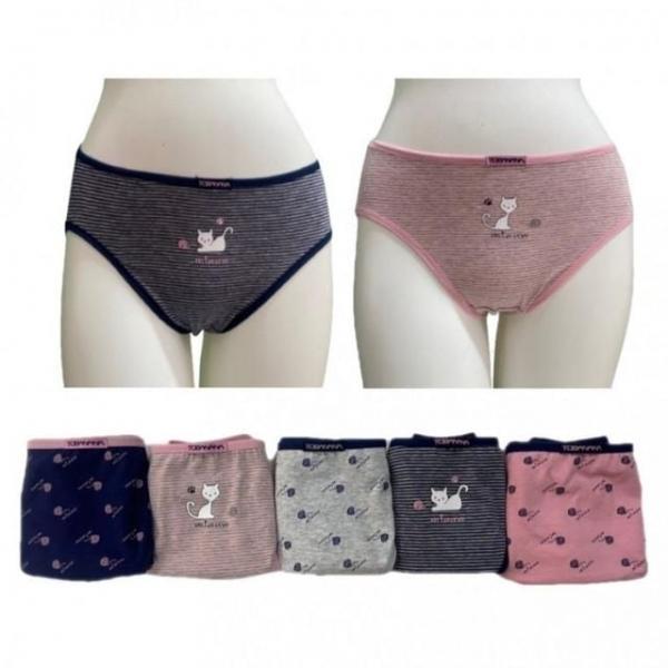(5매세트) 여자팬티세트 귀여운 고양이 캐릭터팬티 면팬티 면스판팬티 삼각팬티