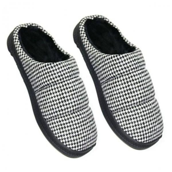 체크 방한 털슬리퍼 화이트 1P 거실 사무실 신발 실내 가정용 겨울 겨울 거실실내화 사무실 가정용