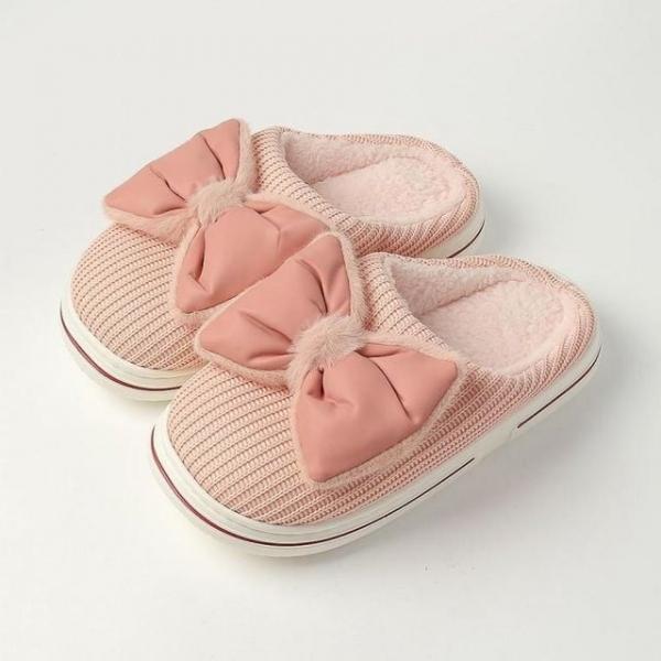 큐티 리본 겨울 털슬리퍼 45 50mm 방한슬리퍼 겨울슬리퍼 보온슬리퍼 푹신한슬리퍼 실내슬리퍼