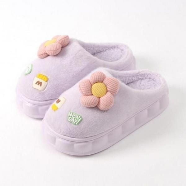 플라워 뽀송 겨울 털슬리퍼 0 5mm 따듯한슬리퍼 털실내화 털슬리퍼 푹신한슬리퍼 실내슬리퍼