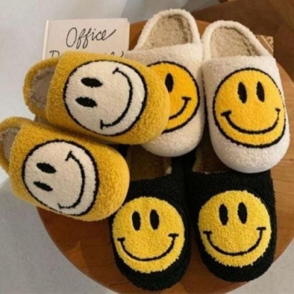해피 윈터 겨울 스마일 따뜻 털실내화 슬리퍼 화 겨울 실내 털 털 화 겨울 실내 슬리퍼
